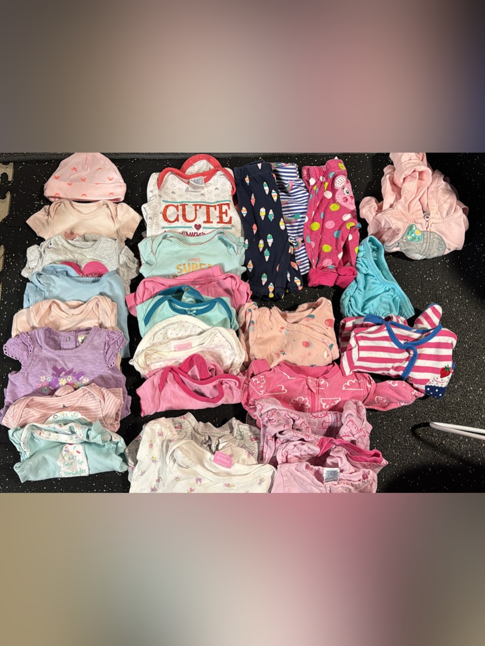 Baby Girls Mixed Onesie Bundle - Pink, Aqua, Purple 🎀 HUGE Baby Girl 0–3 month